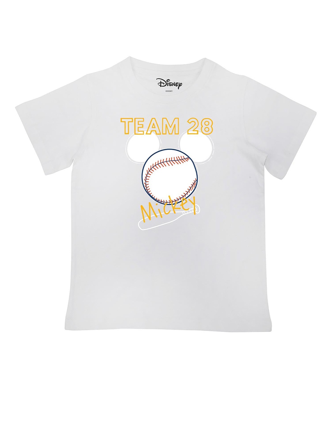 

Disney by Wear Your Mind Boys White Mickey Mouse Printed Typography T-shirt