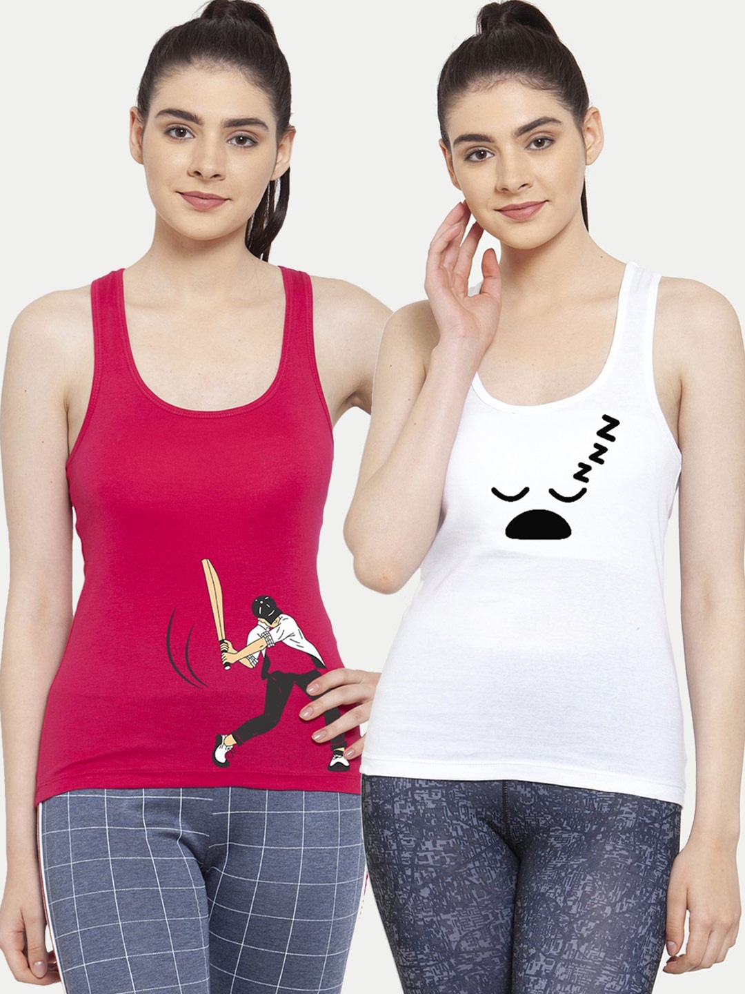 

Friskers White & Pink Pack of 2 Tank Top