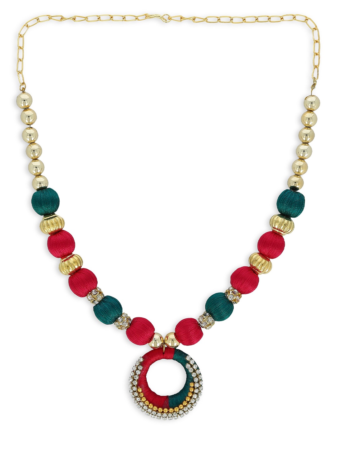 

AKSHARA Green & Maroon Choker Necklace