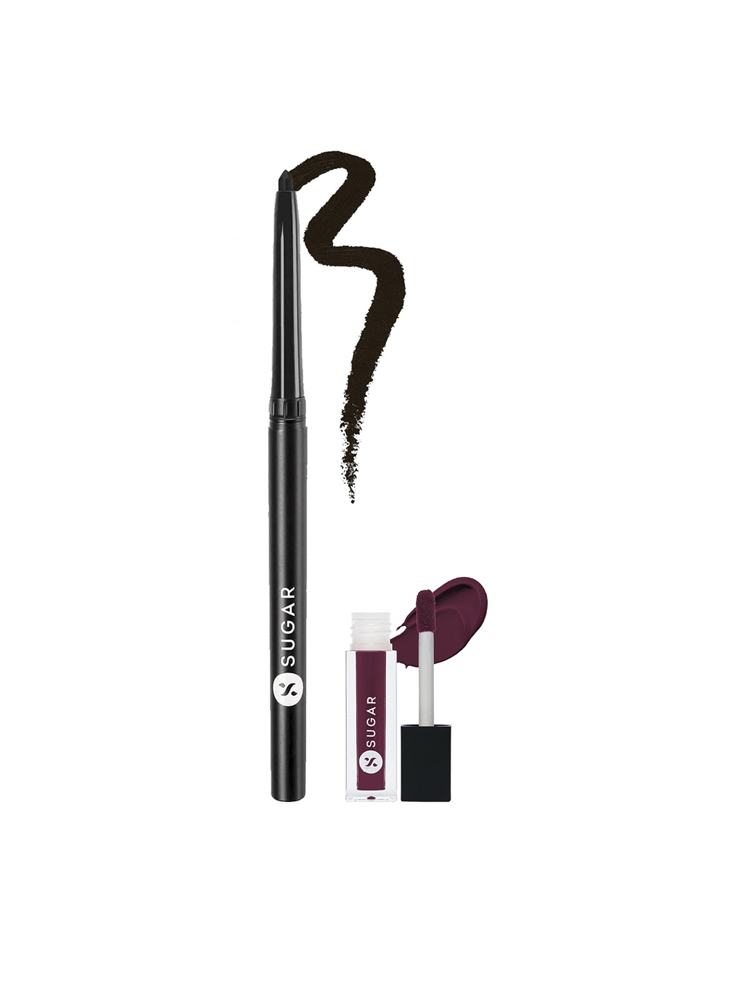 

SUGAR Set of Kohl Of Honour Intense Kajal 01 & Smudge Me Not Liquid Mini Lipstick 17, Black