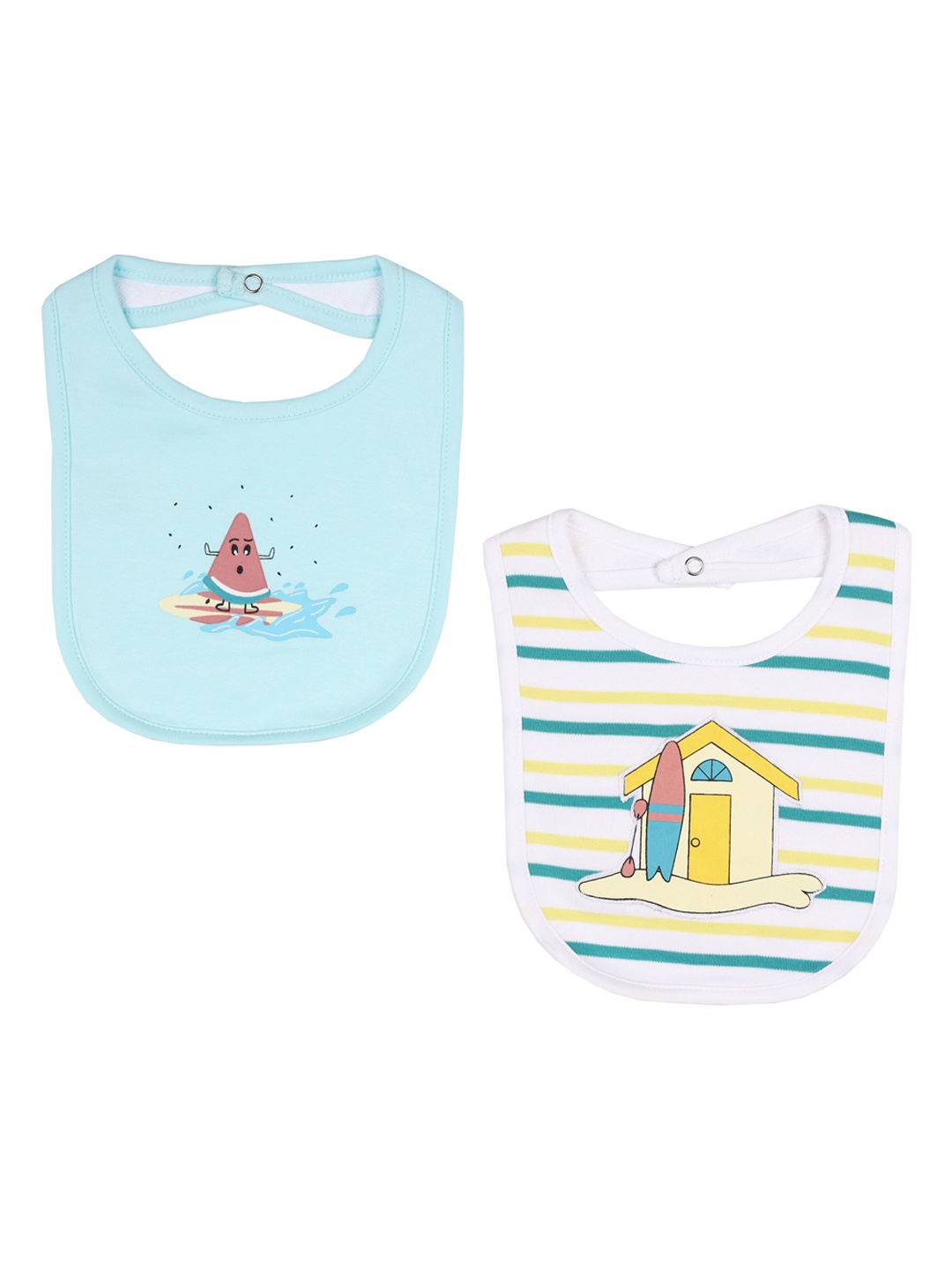 

KICKS & CRAWL Infant Kids Pack Of 2 Printed Bibs, White