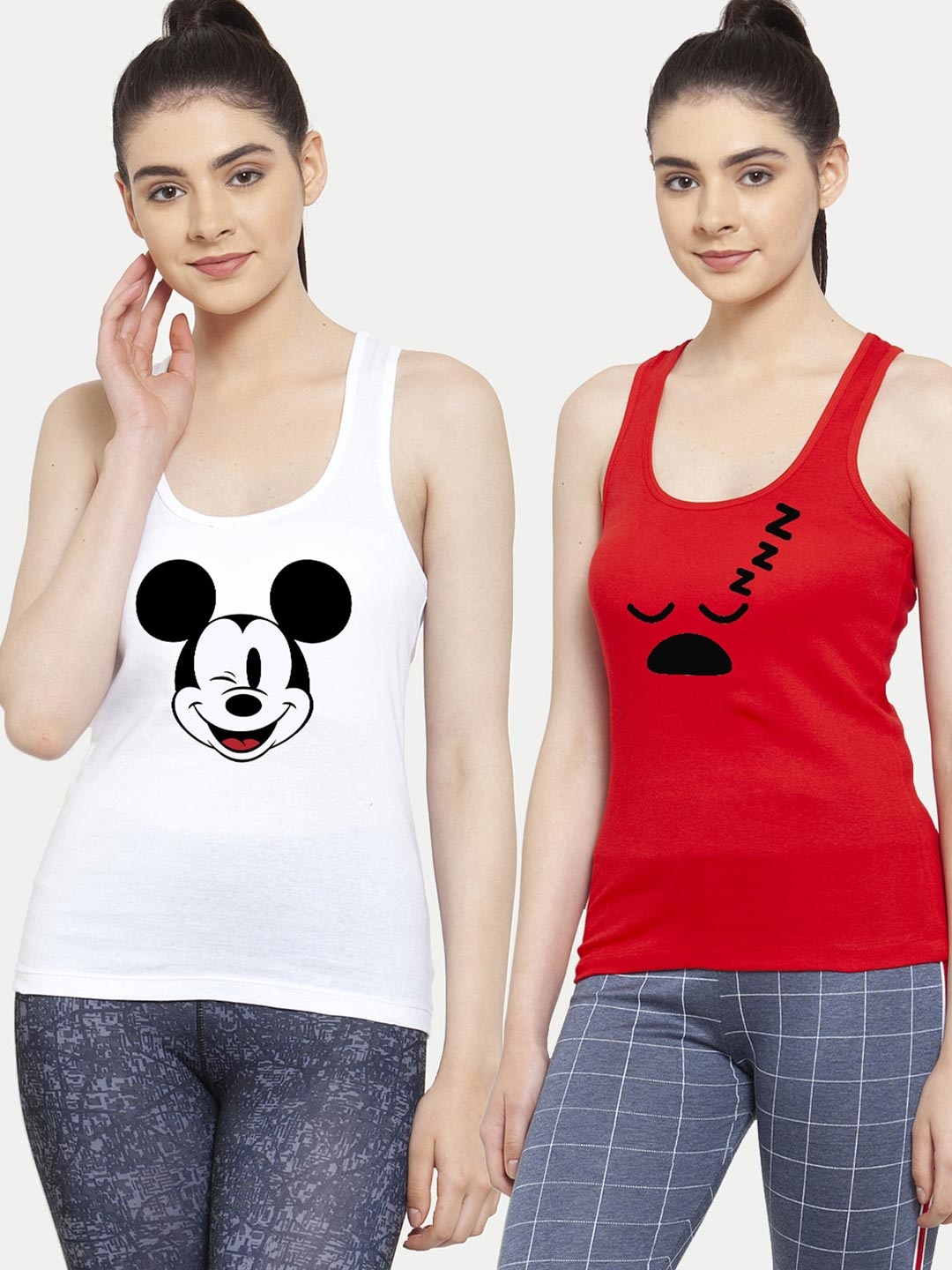

Friskers White & Red Pack of 2 Printed Tank Top