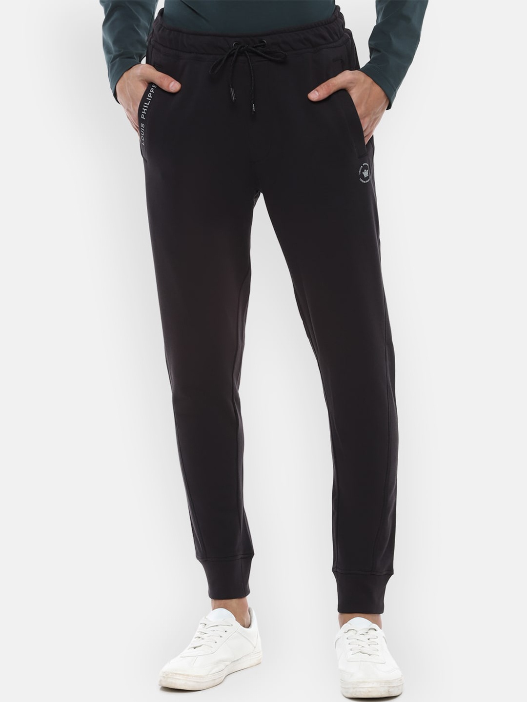 

Louis Philippe ATHPLAY Men Black Solid Slim-Fit Joggers