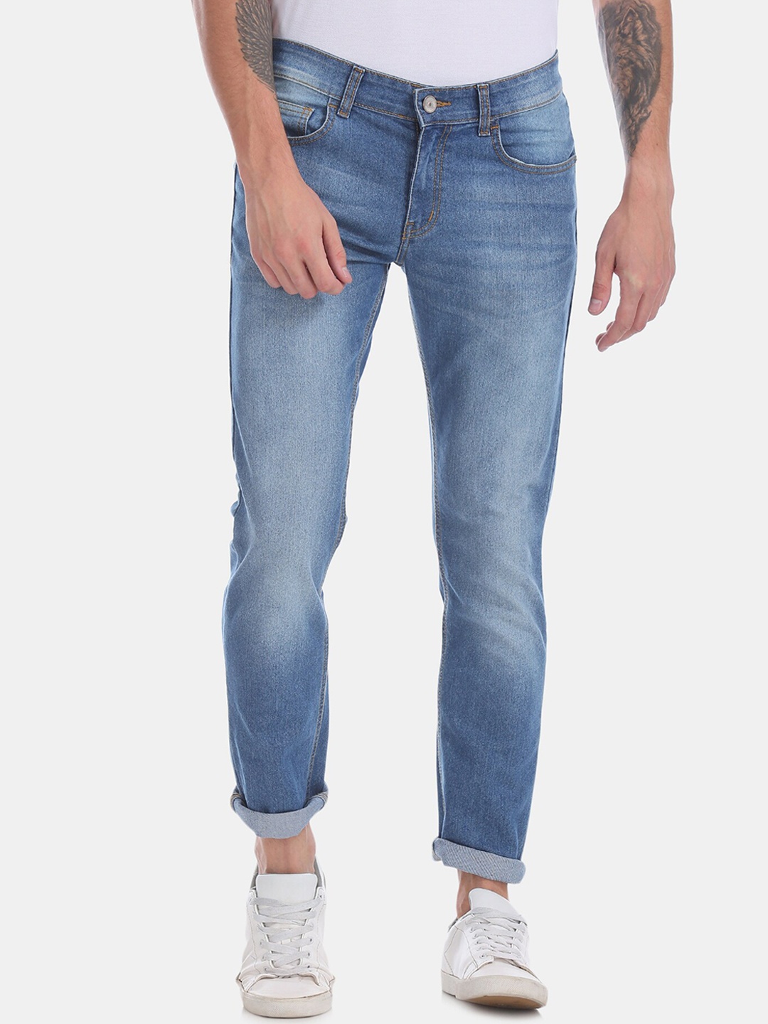 

Newport Men Blue Slim Fit Low-Rise Heavy Fade Jeans