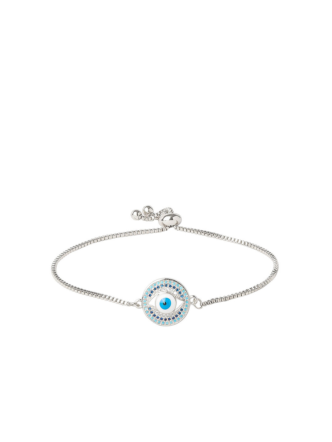 

Moon Dust Women Turquoise Blue Brass Cubic Zirconia Silver-Plated Charm Bracelet