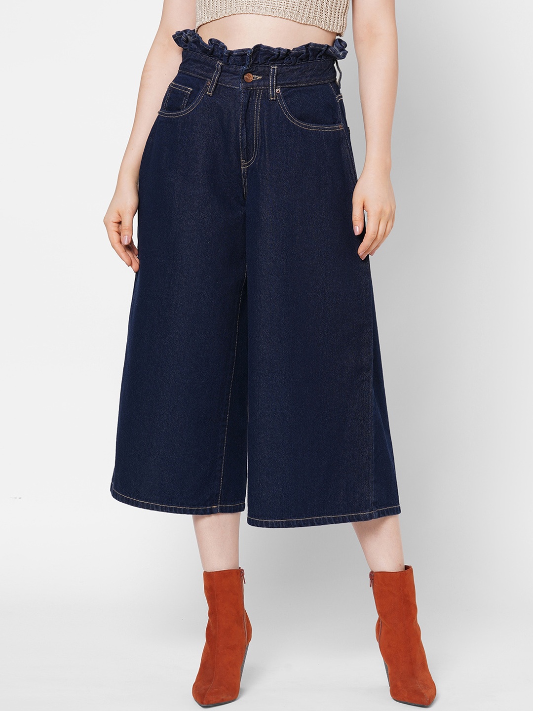 

TARAMA Women Blue Wide Leg High-Rise Jeans