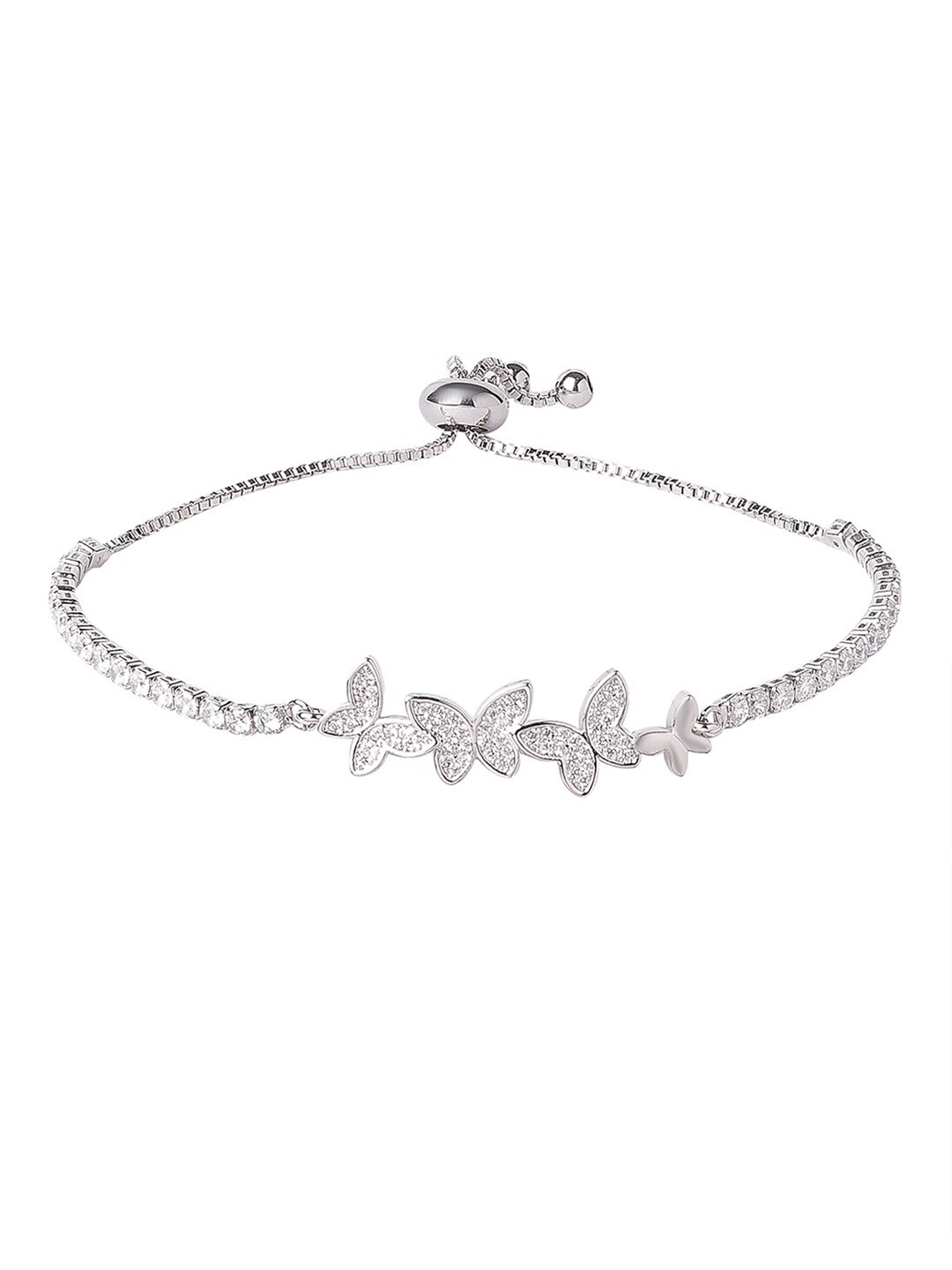 

Moon Dust Women Brass Cubic Zirconia Silver-Plated Charm Bracelet