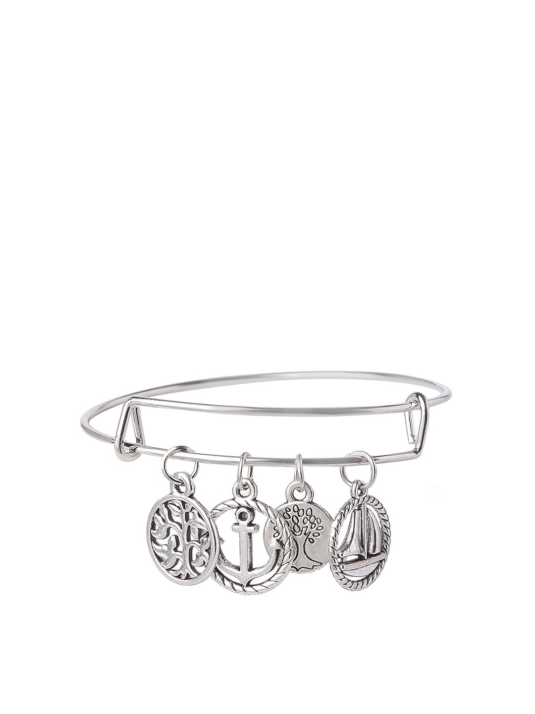 

Moon Dust Women Silver-Toned Brass Silver-Plated Bangle-Style Bracelet