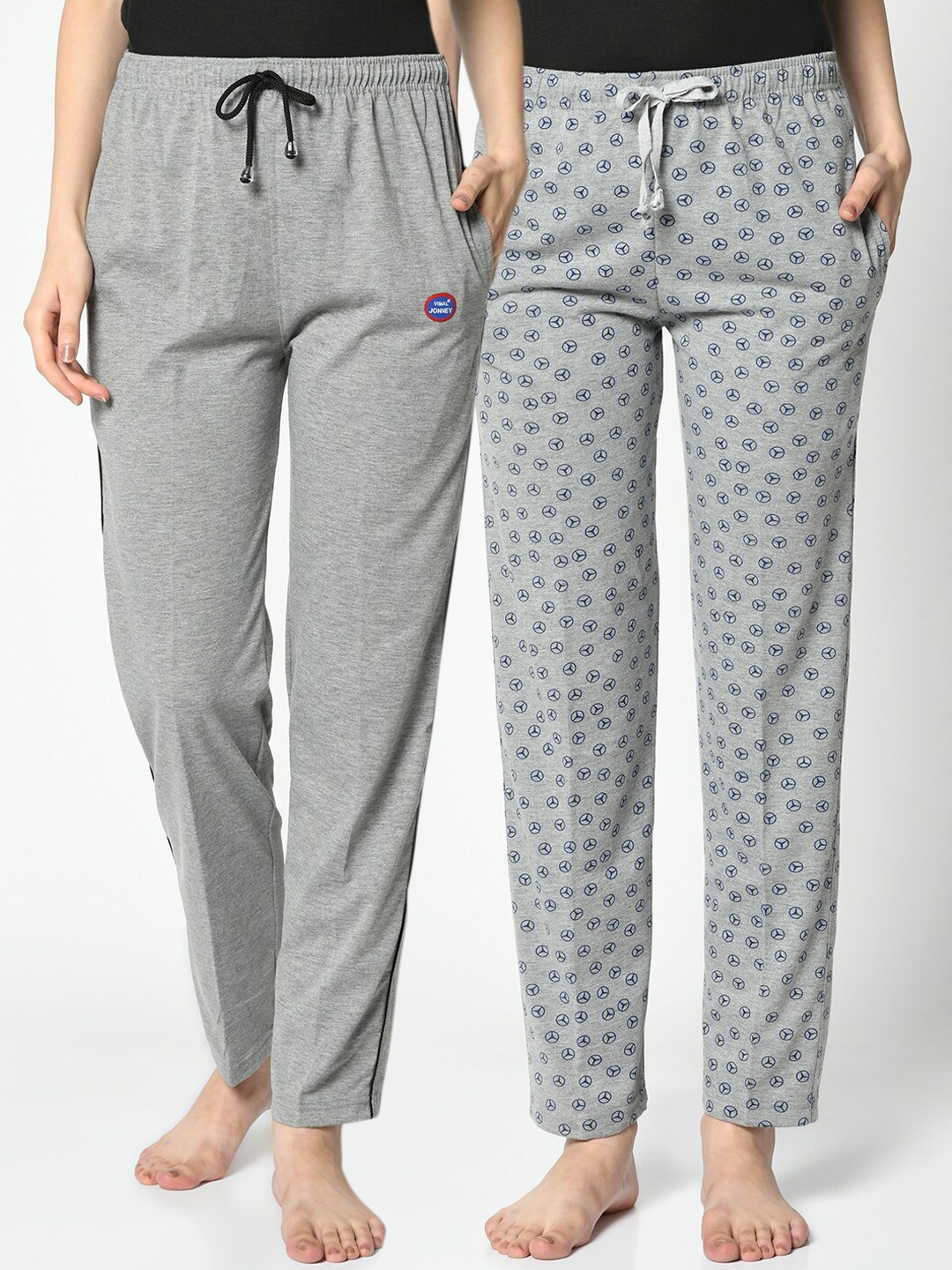 

VIMAL JONNEY Women Pack Of 2 Printed Lounge Pants, Grey