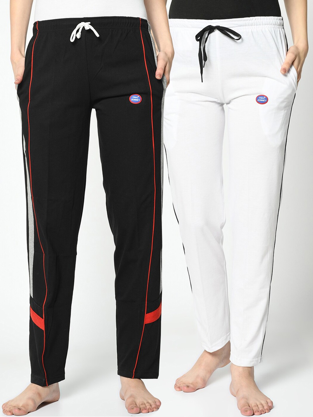 

VIMAL JONNEY Women Pack Of 2 Solid Lounge Pants, Black