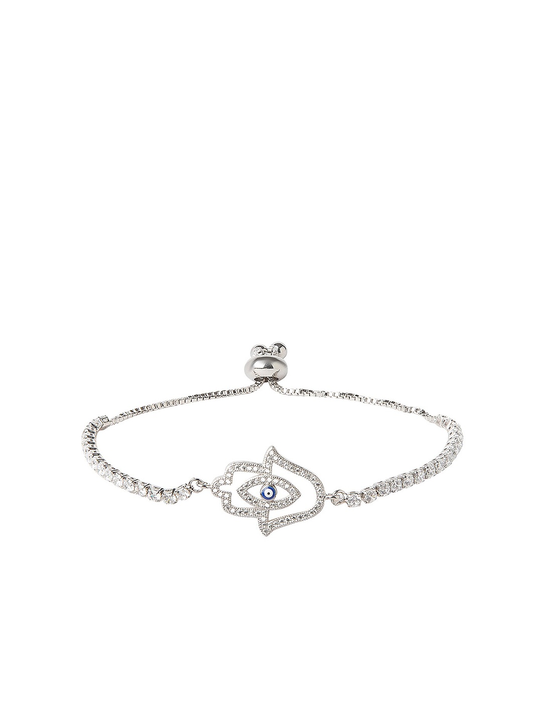 

Moon Dust Women Silver-Toned Brass Cubic Zirconia Silver-Plated Charm Bracelet