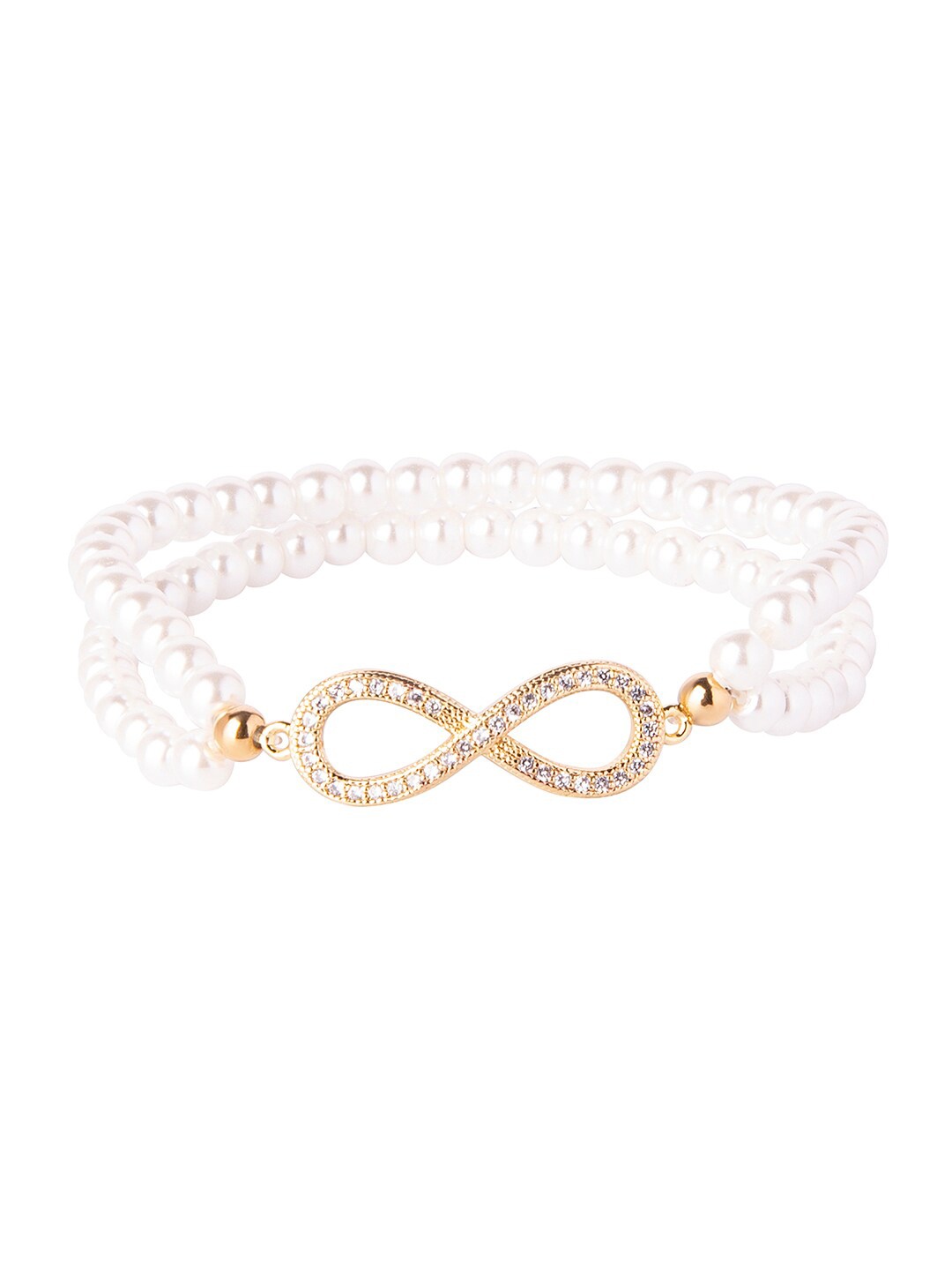 

Moon Dust Women Gold-Toned & White Brass Cubic Zirconia Gold-Plated Charm Bracelet