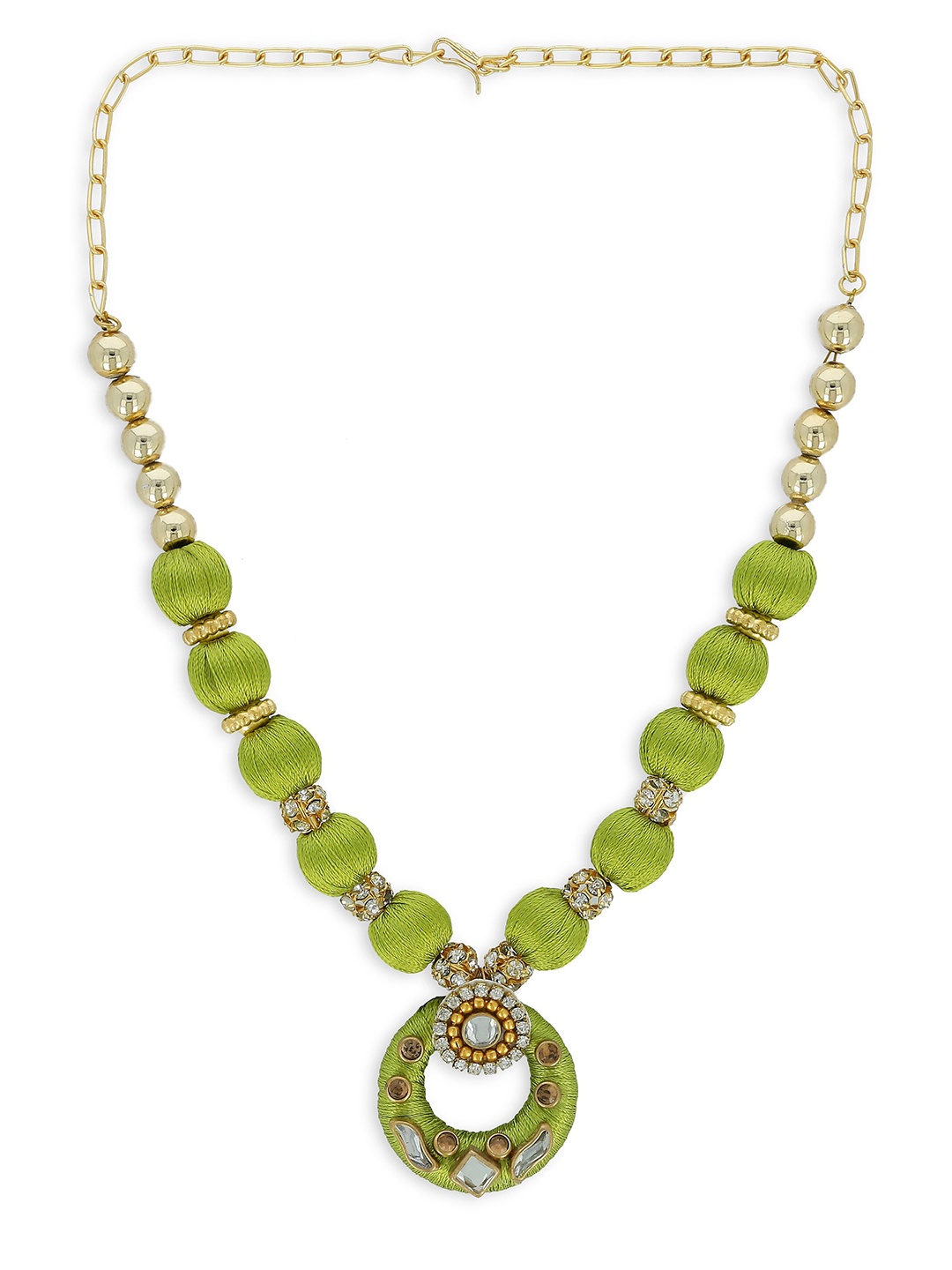 AKSHARA Green & Gold-Toned Choker Necklace