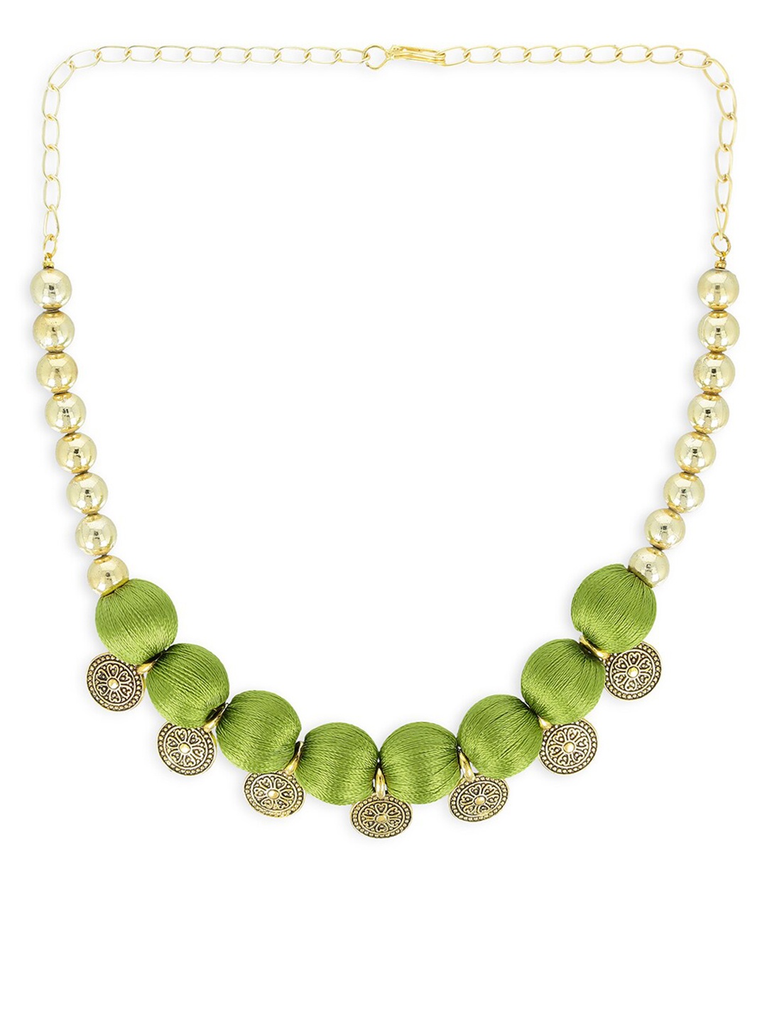 

AKSHARA Green & Gold-Toned Handcrafted Choker Necklace