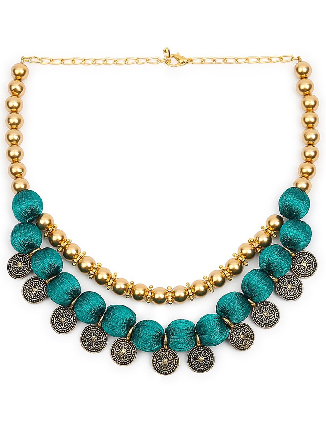 

AKSHARA Green & Gold-Toned Layered Necklace