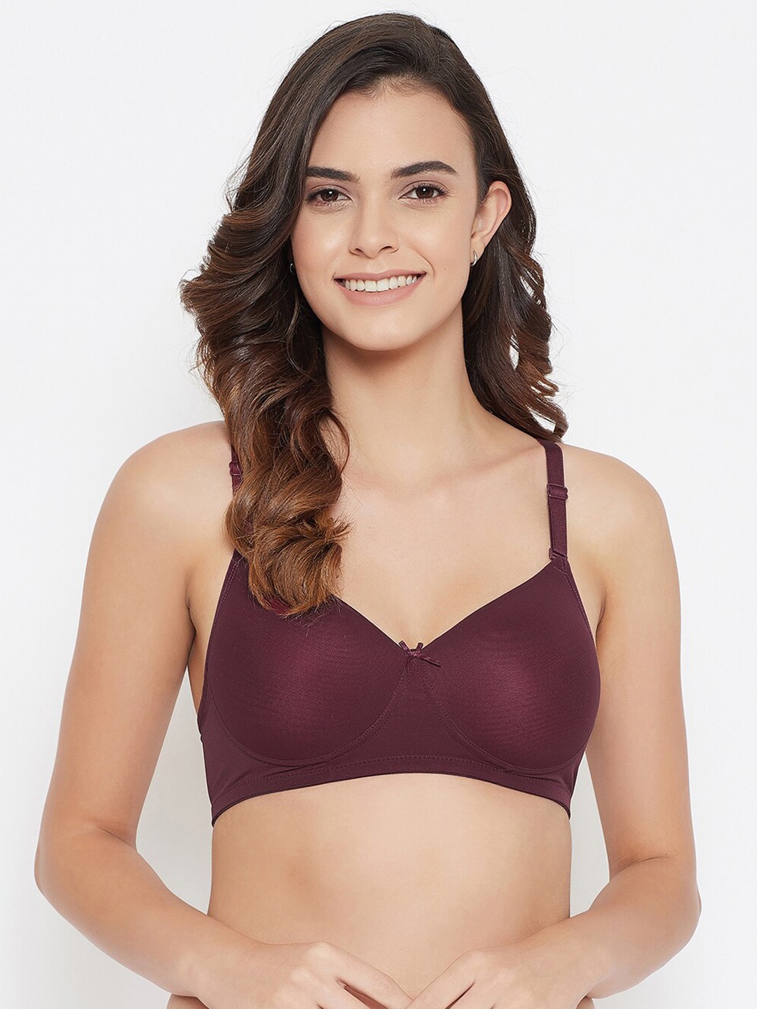 

Clovia Maroon Bra Full Coverage Lightly Padded T-shirt BR1480A0942B-Maroon