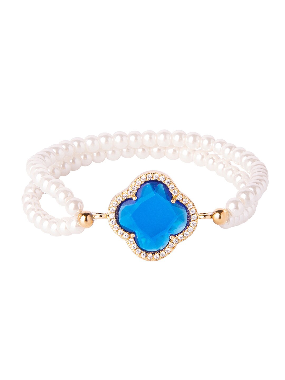 

Moon Dust Women White Brass Cubic Zirconia Gold-Plated Charm Bracelet