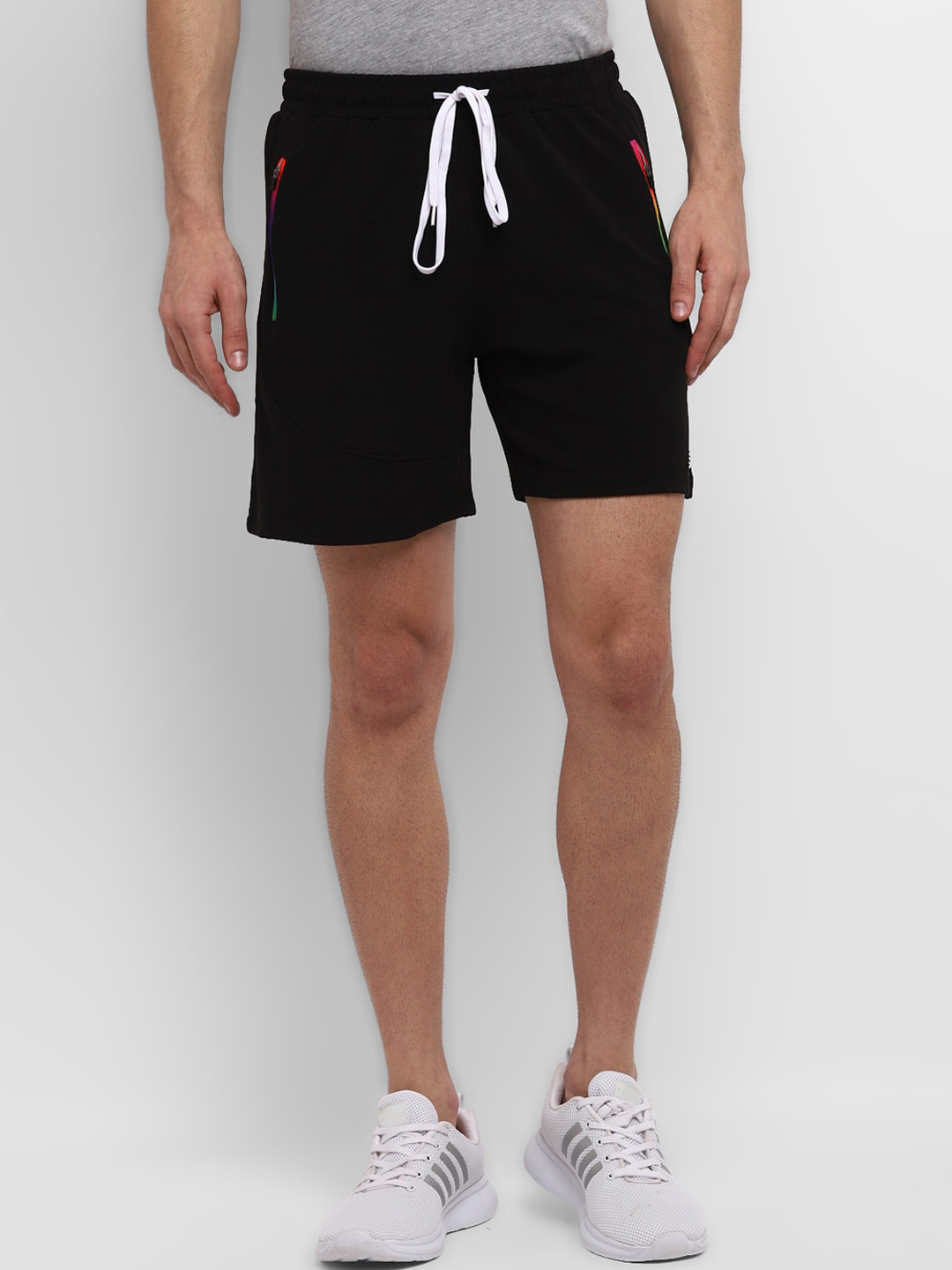 

Yuuki Men Black Poly Rainbow Mid-Rise Rapid Dry Sports Shorts