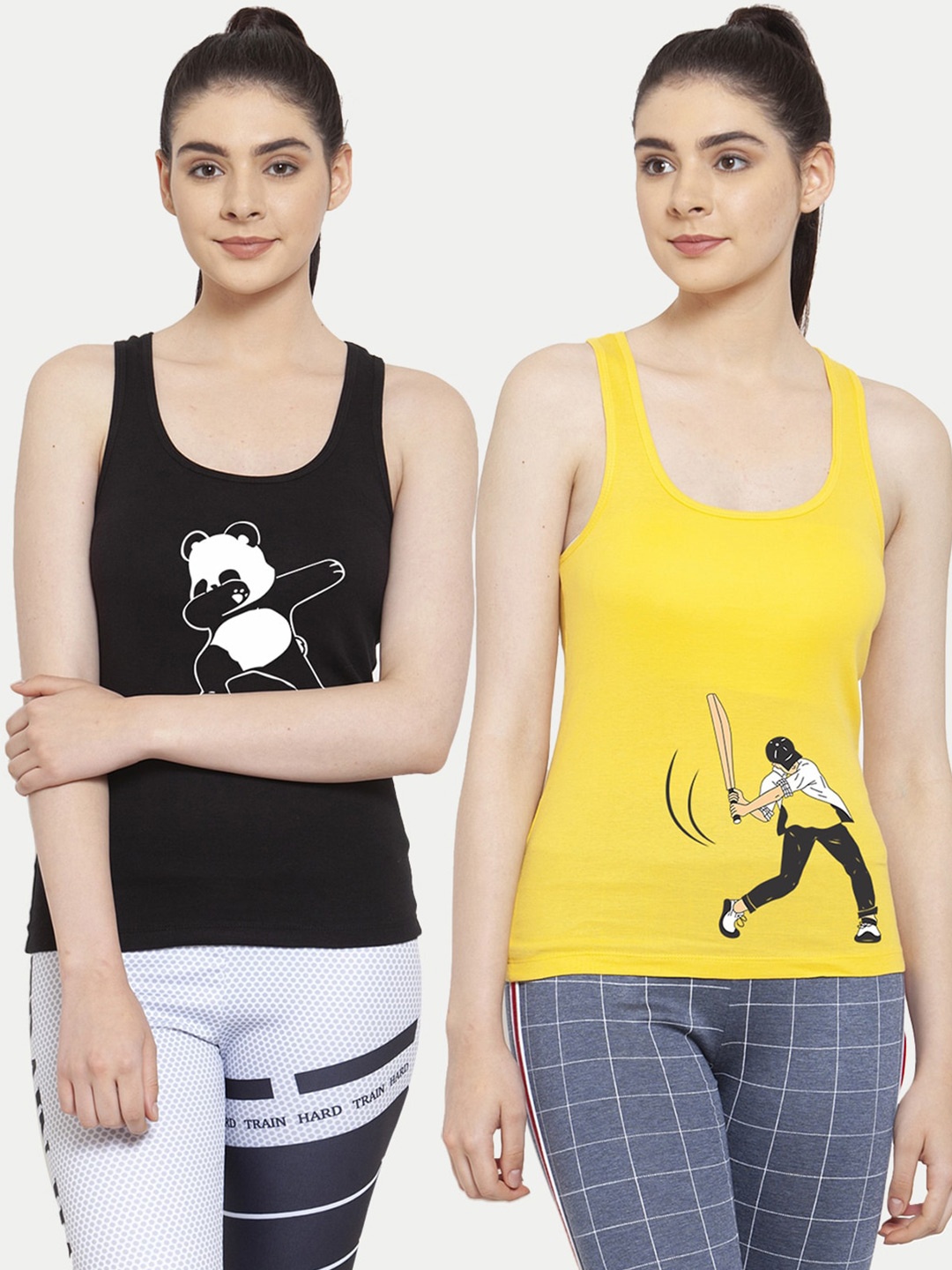 

Friskers Pack of 2 Printed Tank Tops, Black