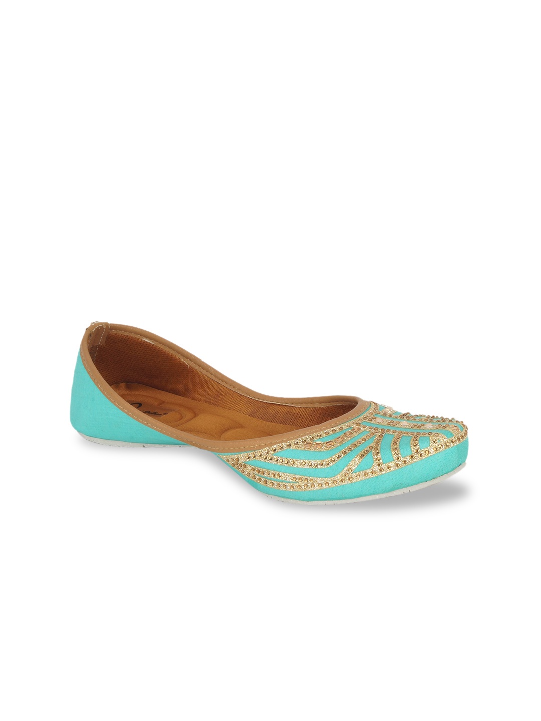 

The Desi Dulhan Women Blue Embroidered Mojaris