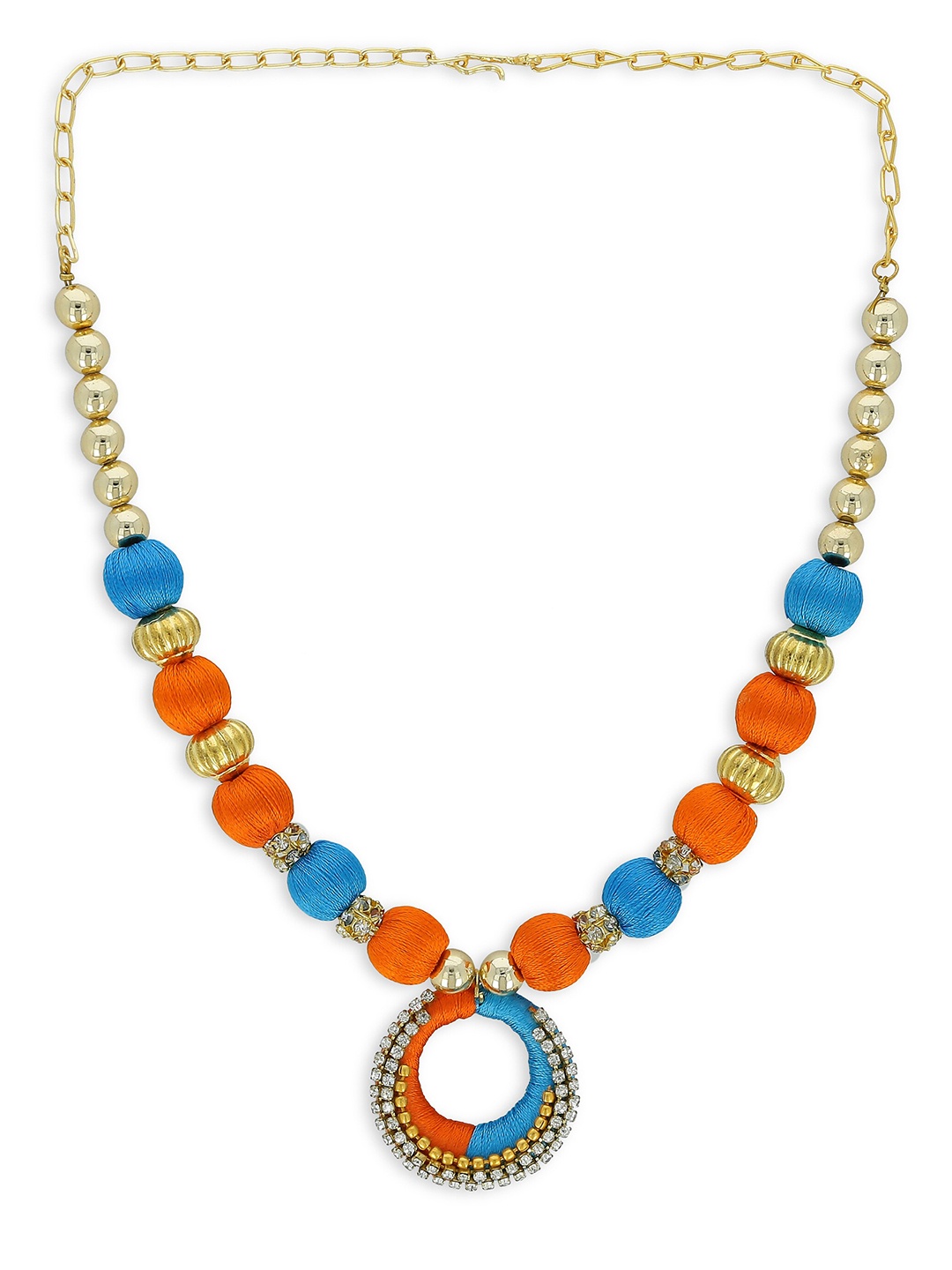 

AKSHARA Blue & Orange Choker Necklace