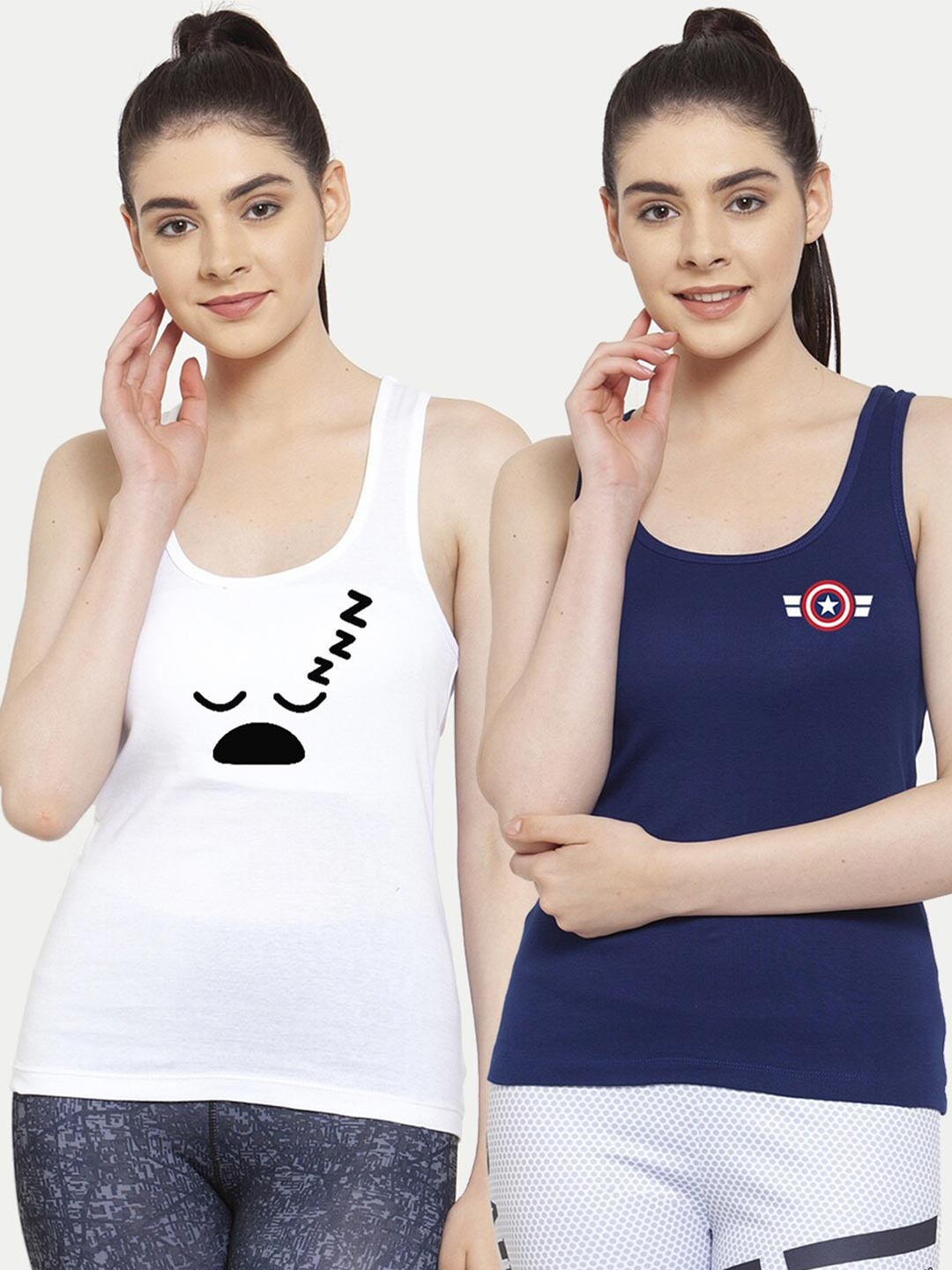 

Friskers Pack of 2 Printed Tank Tops, White
