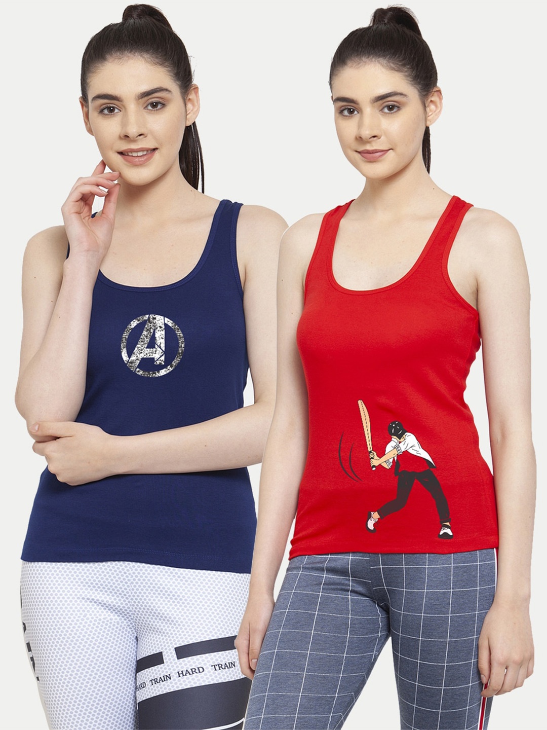 

Friskers Pack Of 2 Blue & Red Tank Top