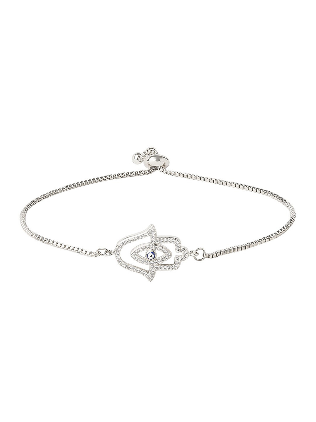 

Moon Dust Women Silver-Plated & White Brass Cubic Zirconia Charm Bracelet