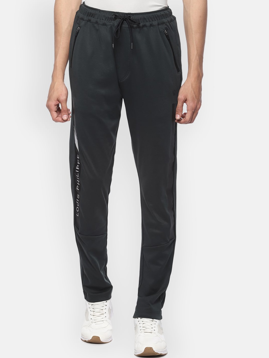 

Louis Philippe ATHPLAY Men Charcoal Grey Solid Slim-Fit Track Pants