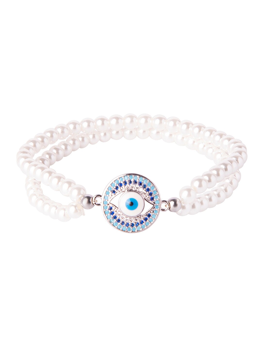 

Moon Dust Women Silver-Toned & Blue Brass American Diamond Silver-Plated Charm Bracelet