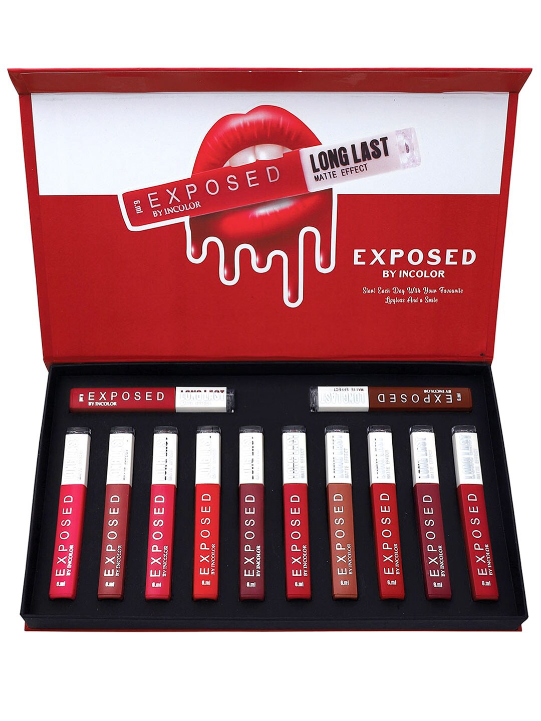 

INCOLOR Set of 12 Exposed Long Last Matte Effect Lip Gloss, Multi