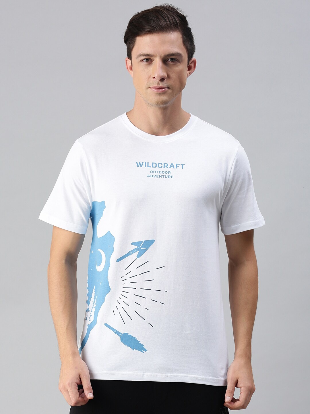 

Wildcraft Men White & Blue Printed T-shirt
