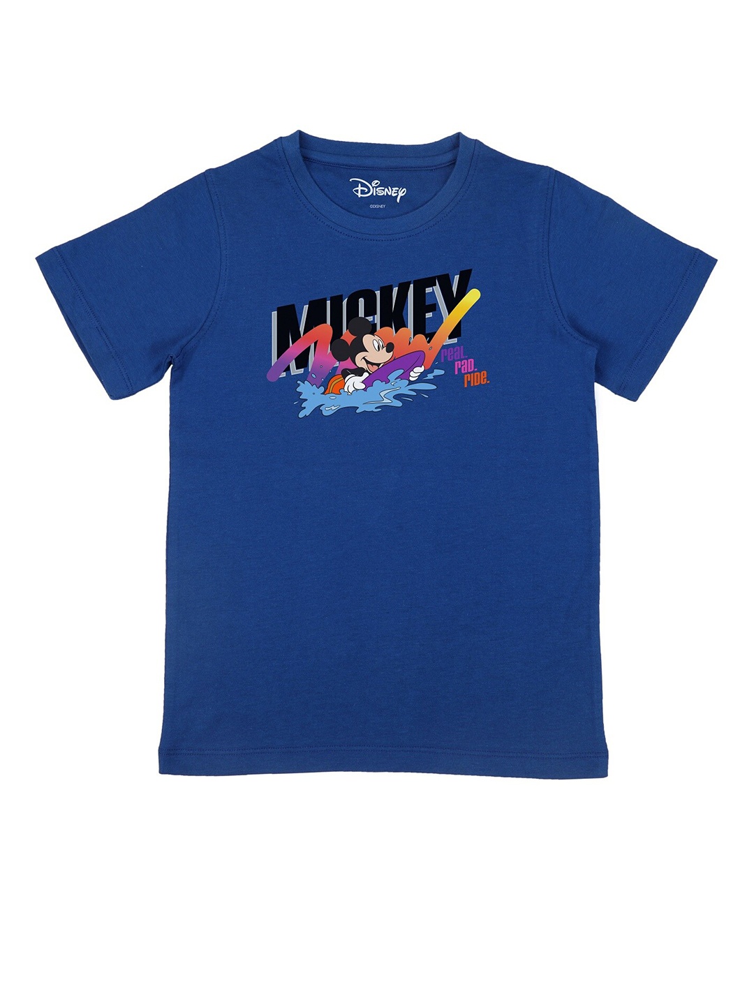 

Disney by Wear Your Mind Boys Blue Mickey Mouse Printed Cotton Pure Cotton T-shirt