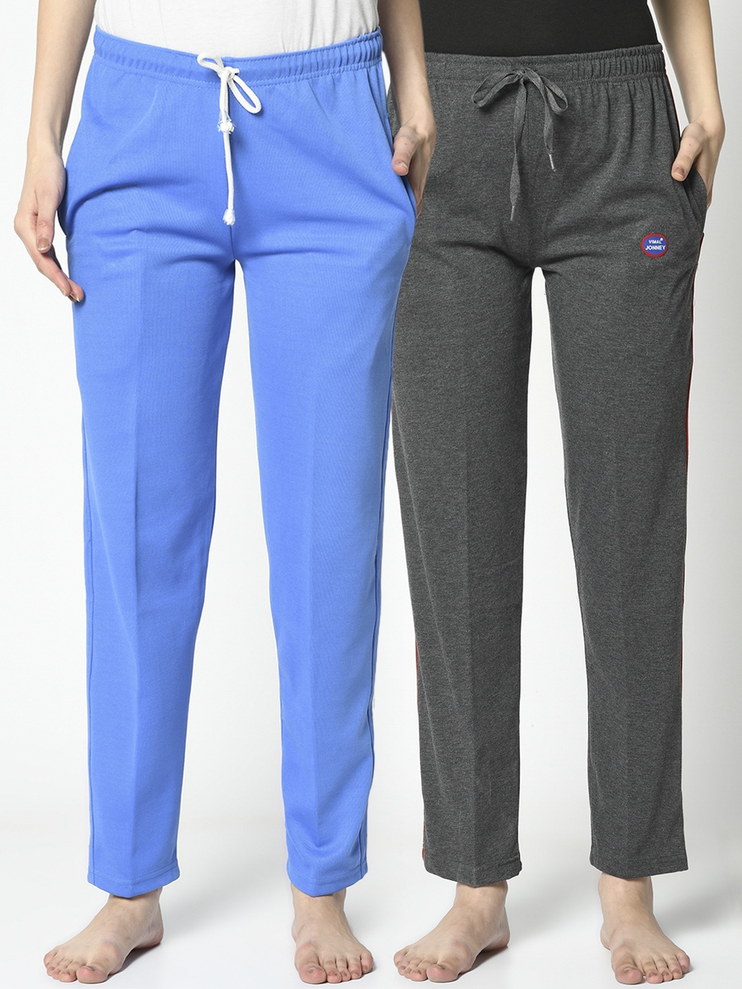 

VIMAL JONNEY Women Pack Of 2 Solid Lounge Pants, Blue