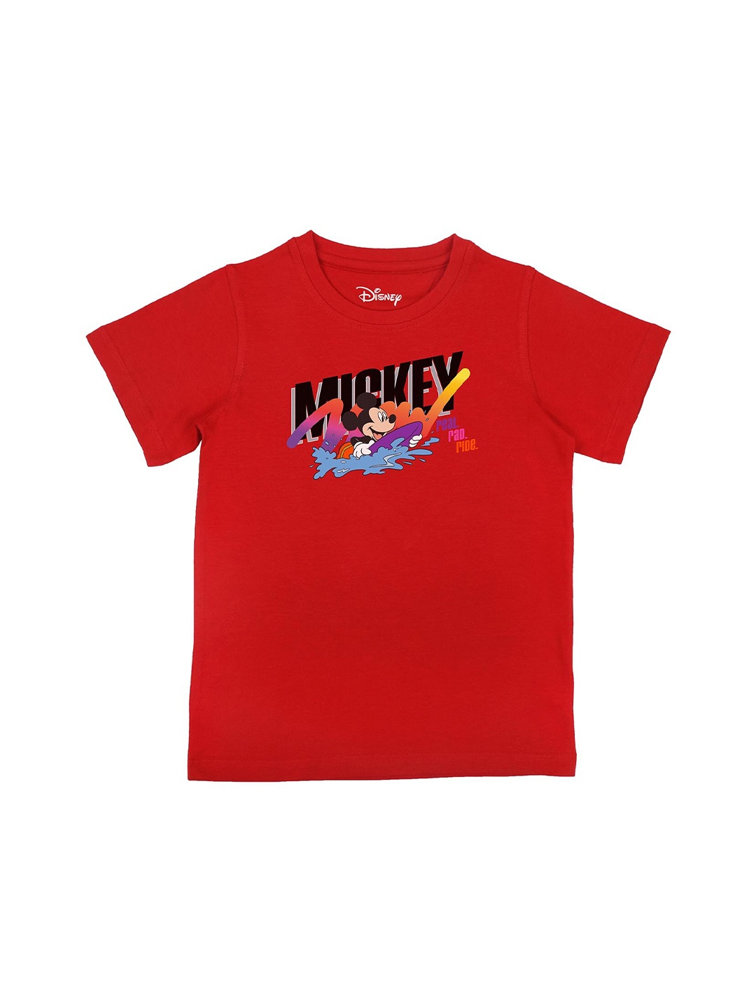

Disney by Wear Your Mind Boys Red Typography Printed T-shirt