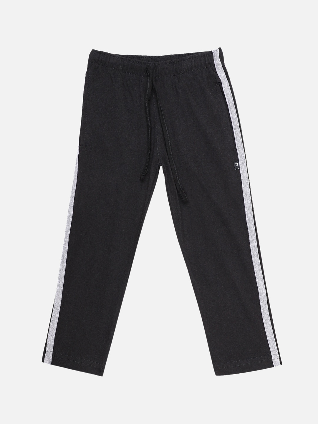 

PROTEENS Boys Black Solid Straight-Fit Cotton Track Pants