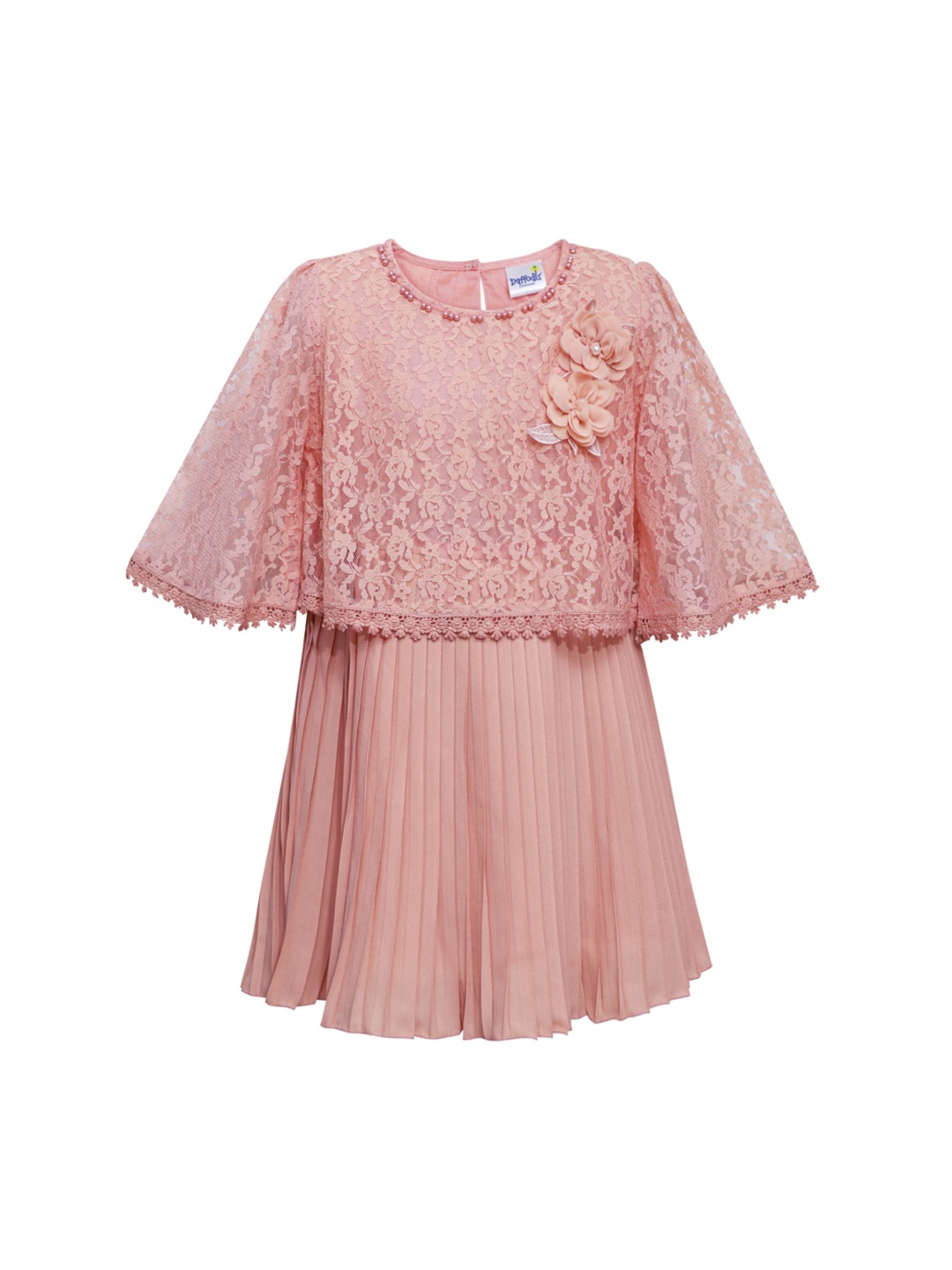

Daffodils GIRLS WEAR Girls Pink Georgette Dress With Accordion Pleates