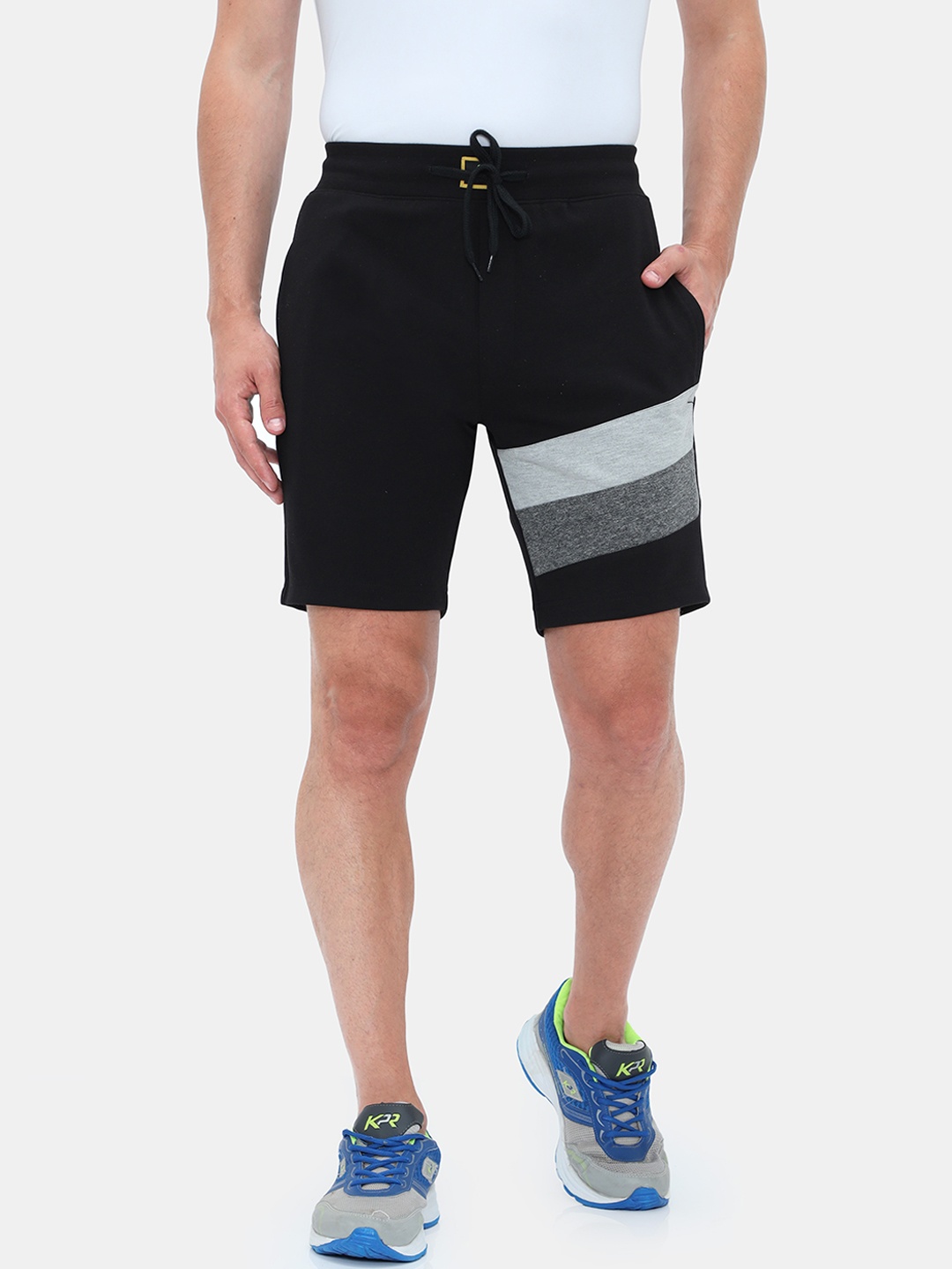 FabSeasons Men Black Colourblocked Mid-Rise Cotton Regular Shorts