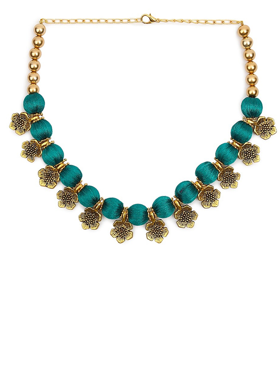

AKSHARA Green & Gold-Toned Handcrafted Choker Necklace
