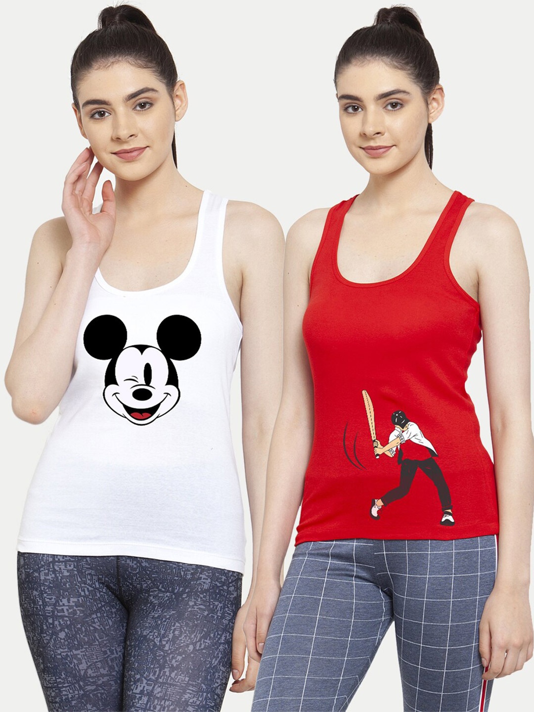 

Friskers Set of 2 White & Red Mickey Mouse Featured Tank Top