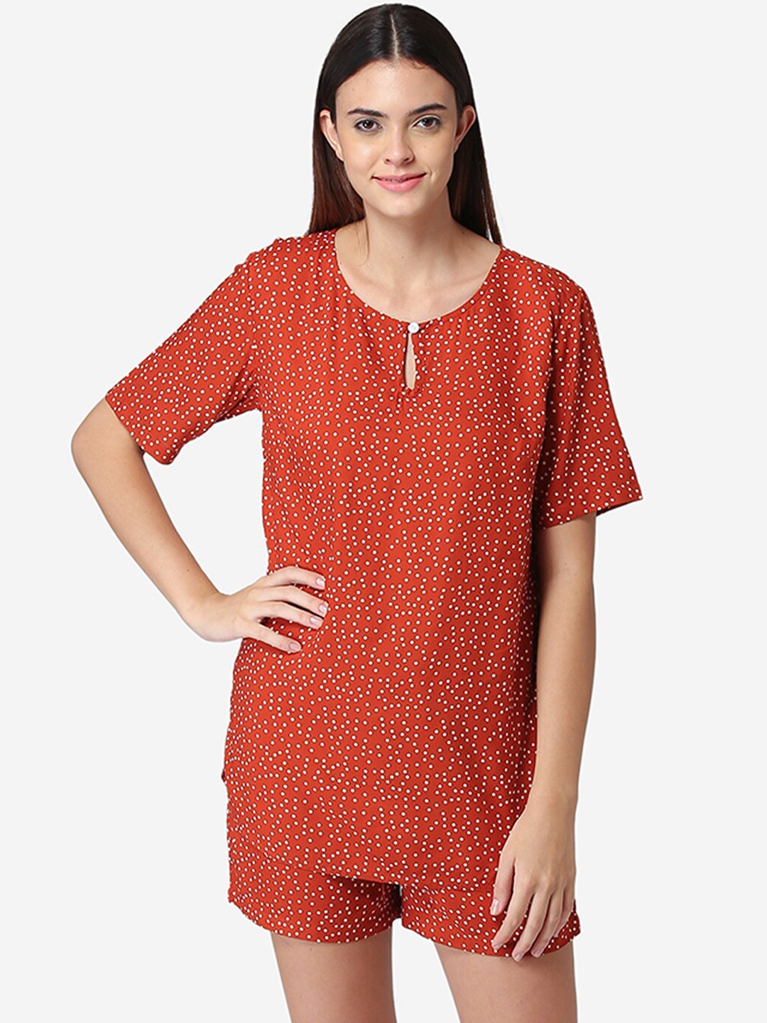 

Fluffalump Women Red & White Printed Night suit