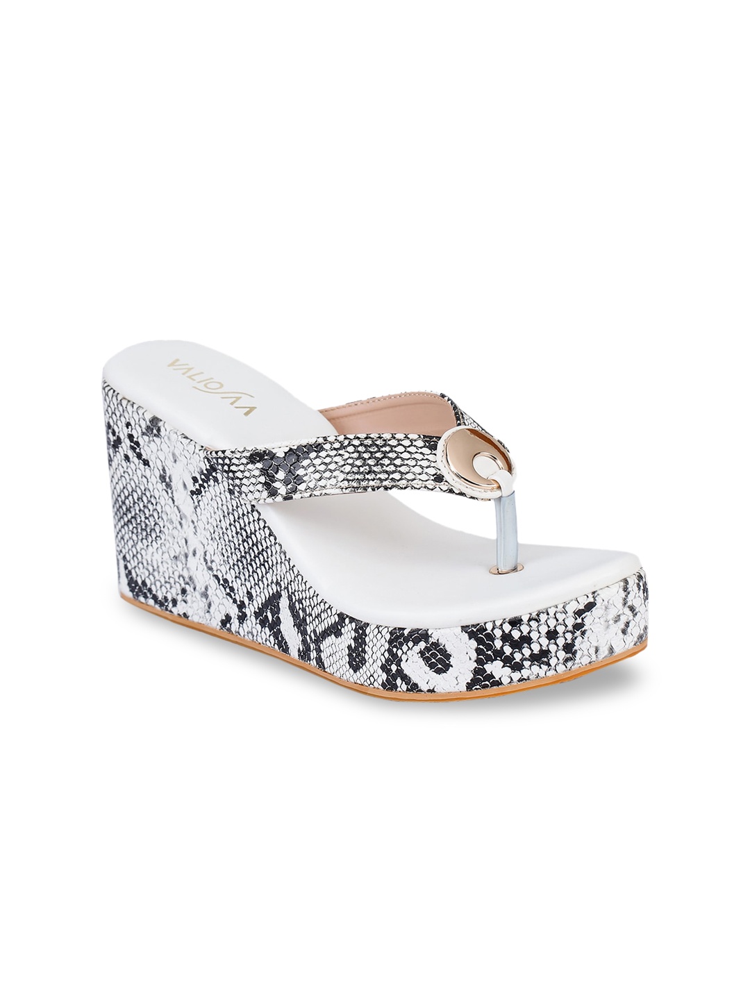 

VALIOSAA White Printed Wedge Sandals
