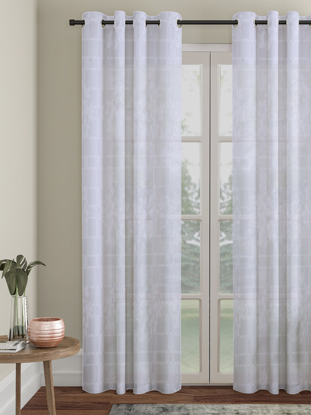 

HOSTA HOMES White Floral Door Curtain