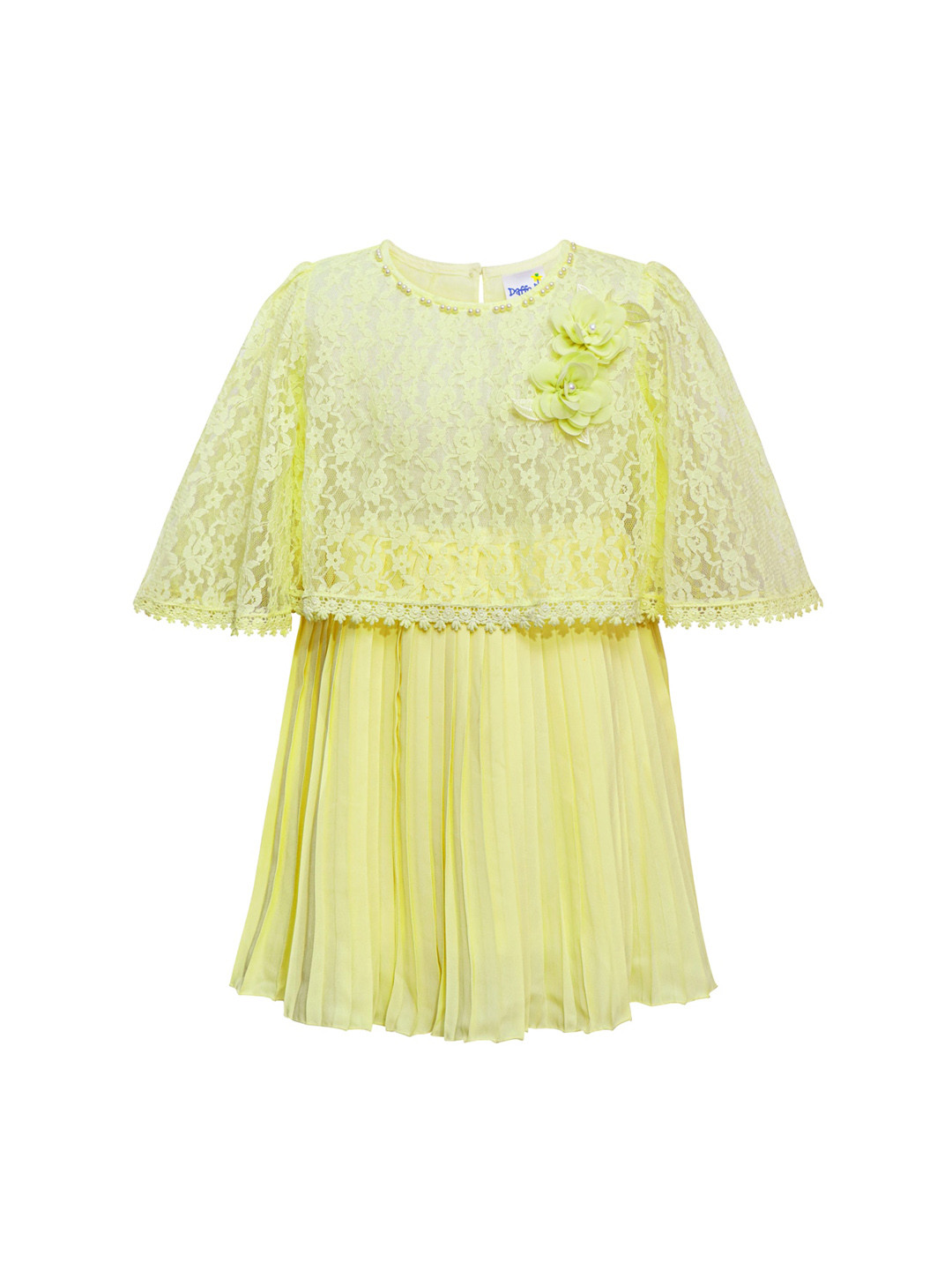 

Daffodils GIRLS WEAR Yellow Lace Trimmed Dress