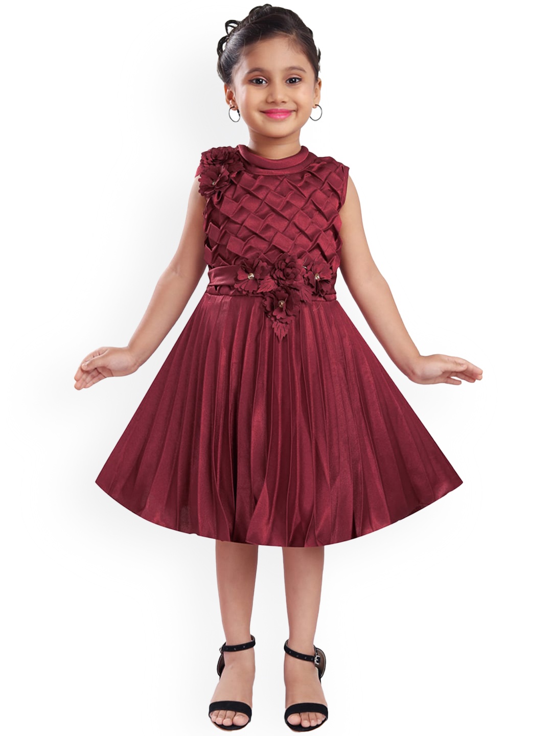 

Wish Karo Maroon Satin Dress