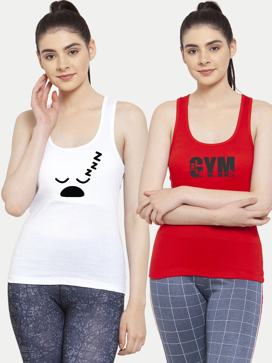 Friskers Pack Of 2 White & Red Tank Top