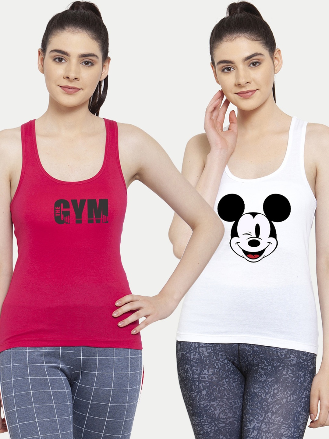 

Friskers Set of 2 White & Pink Mickey Mouse Featured Tank Top