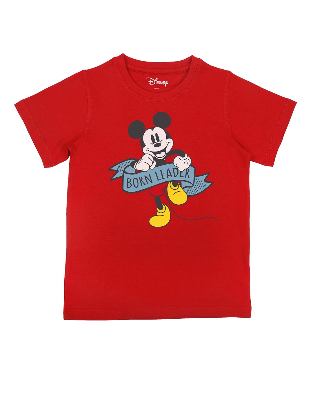 

Disney by Wear Your Mind Boys Red Graphic Printed Biowash Pure Cotton T-shirt