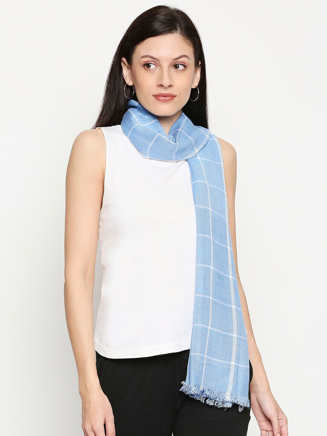 

Honey by Pantaloons Women Blue & White Checked Scarf