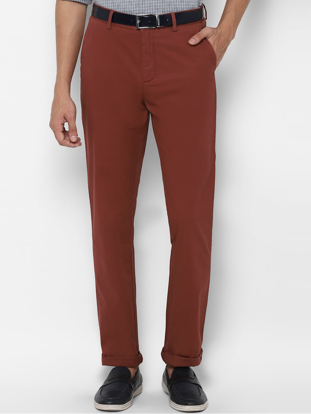 

Allen Solly Men Rust Red Trousers